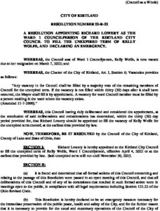 Icon of 22-R-22 Council Ward 1 Appt  - Lowery