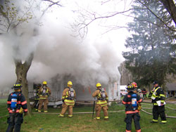 Firefighters putting out fire